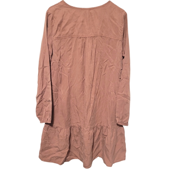 Buffalo David Bitton Mocha Brown Boho Peasant Mini Dress Pockets NWT - Picture 2 of 13